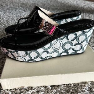 Coach Glossy Black Women's Sandals